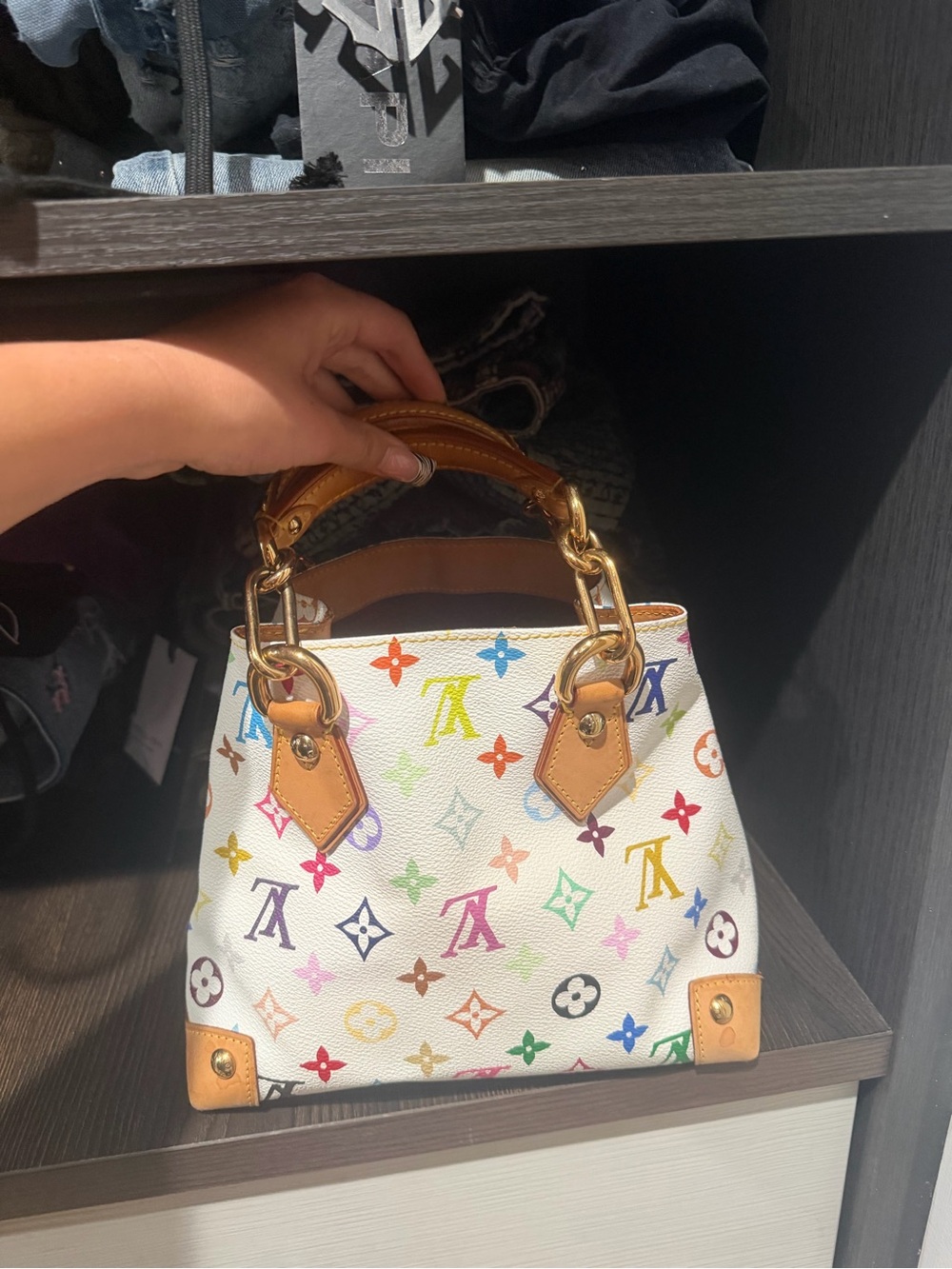 Louis Vuitton White Multicolor Monogram Mini Top-Handle Bag